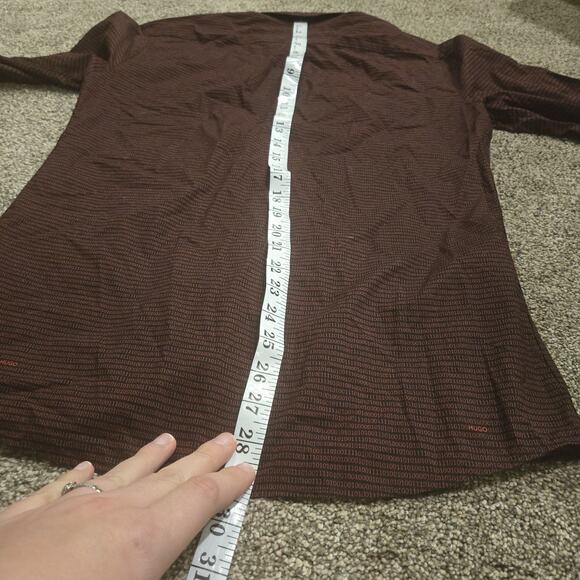 HUGO Hugo Boss Size S Binary Print Dark Red Button Ups Shirt Rare Extra Slim Fit - Picture 9 of 9